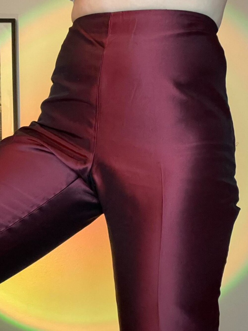 Elegant Y2K Burgundy Red Silk Pants by Ann Taylor
